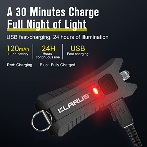 klarus Mi2 Mini LED Keychain Flashlights, Super Lightweight & Small Rechargeable 40 Lumens EDC Flash Light with Built-in Battery and USB Cable(Black) - Image 4