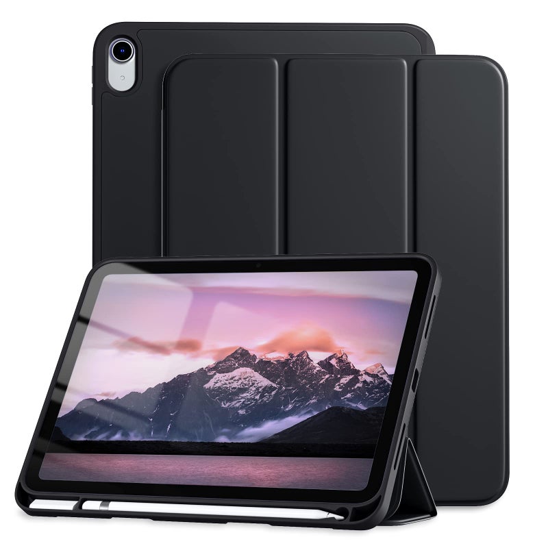 Dirrelo Compatible with iPad A16 11th Generation Case 11 Inch 2025 New for iPad 10th Generation Case 109 Inch 2022 Trifold Stand TPU Protective Cover with Pencil Holder Auto SleepWake Black