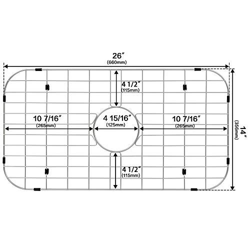 LQS Kitchen Sink Bottom Grid and Sink Protector, Sink Rack for Bottom of Grid 26" x 14" with Center Drain Hole for Handmade Single Bowl, Stainless Steel Sinks Grid, Kitchen Sinks Grate - Image 3