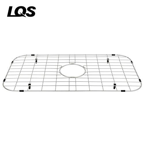 LQS Kitchen Sink Bottom Grid and Sink Protector, Sink Rack for Bottom of Grid 26" x 14" with Center Drain Hole for Handmade Single Bowl, Stainless Steel Sinks Grid, Kitchen Sinks Grate - Image 2