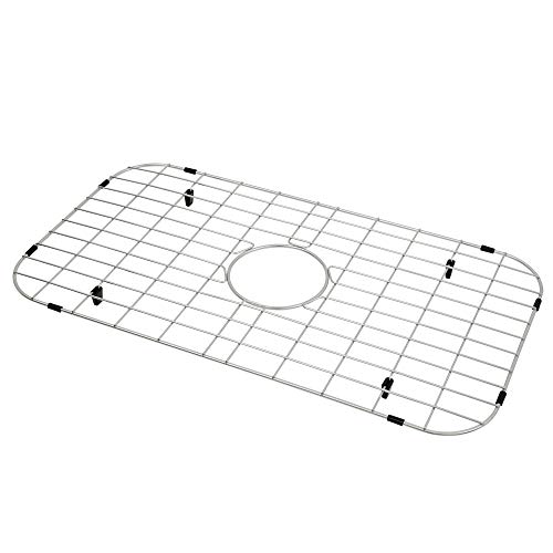 LQS Kitchen Sink Bottom Grid and Sink Protector, Sink Rack for Bottom of Grid 26" x 14" with Center Drain Hole for Handmade Single Bowl, Stainless Steel Sinks Grid, Kitchen Sinks Grate - Image 1