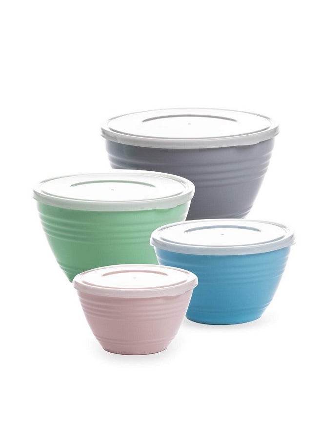 BINO - BINO | Mixing Bowl Set with Lids | Versatile Plastic Bowls for Kitchen Mixing, Serving, and Storage - 4-Piece Mixing Bowl Set in Various Sizes | Space-Saving Nesting Design | Dishwasher Safe - Image 1