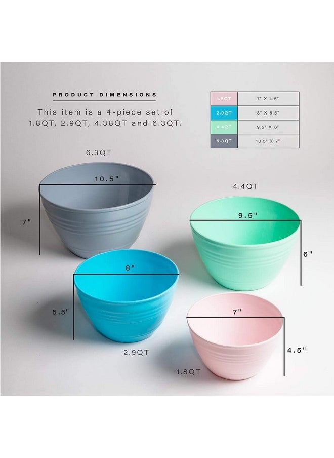 BINO - BINO | Mixing Bowl Set with Lids | Versatile Plastic Bowls for Kitchen Mixing, Serving, and Storage - 4-Piece Mixing Bowl Set in Various Sizes | Space-Saving Nesting Design | Dishwasher Safe - Image 1