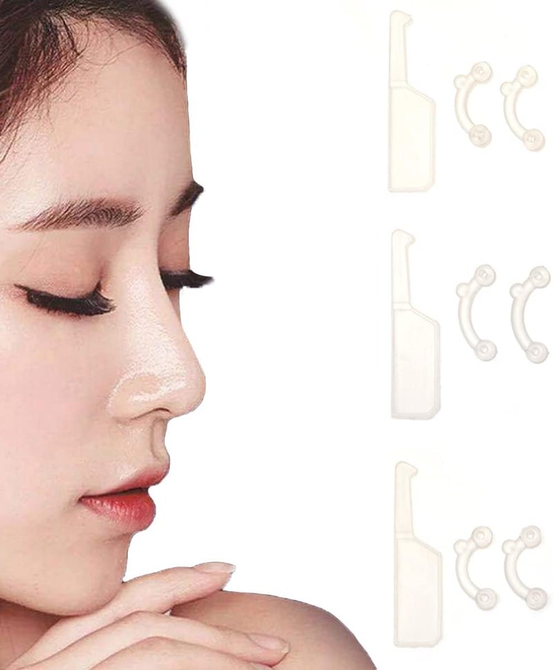 VANANA 3 Sizes Invisible Nose Lifter Soft Silicone Nose Sharper Straightening Nose Up Corrector Tool Comfortable Easy Install Removable White