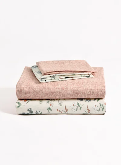 Master Home Textile Master Home Textile Cotton Floral Duvet Cover Set, Fits 120 x 200 cm Single Size Bed, 200TC Cotton, 4-Piece Set with Zipper Closure and Corner Ties