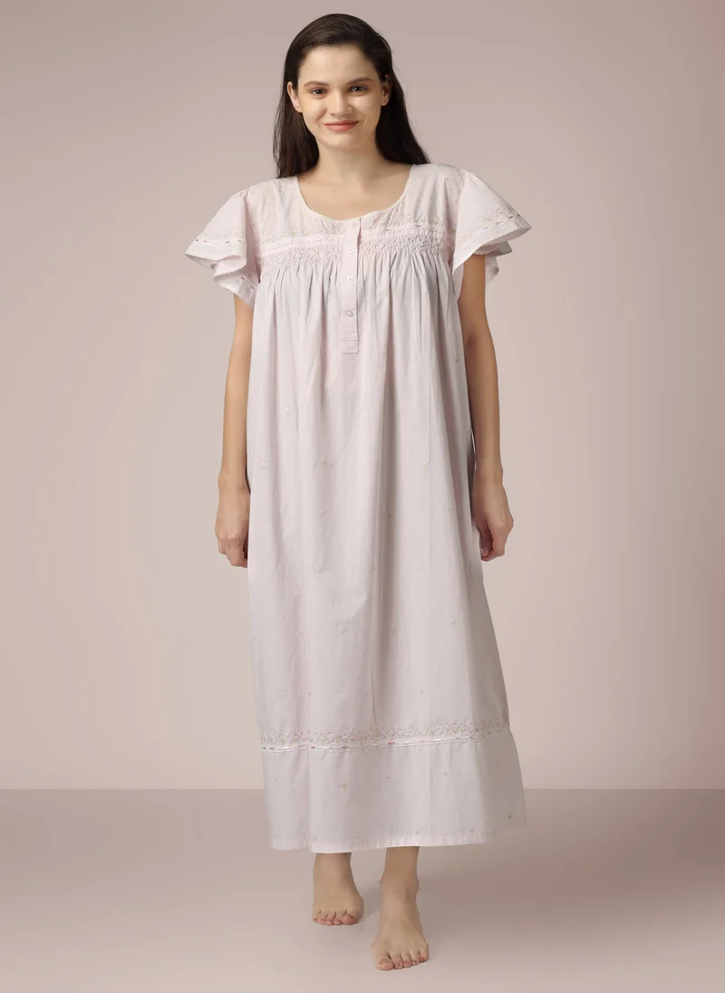 After Dark Ami, Hand embroidered cotton nightdress