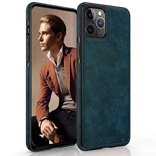 LOHASIC for iPhone 12 Pro Max Case, Slim Business PU Leather Luxury Non-Slip Grip Rugged Bumper Shockproof Full Body Protective Men Women Phone Cases Cover for iPhone 12 Pro Max 6.7" - Vintage Blue - Image 1