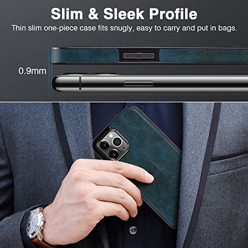 LOHASIC for iPhone 12 Pro Max Case, Slim Business PU Leather Luxury Non-Slip Grip Rugged Bumper Shockproof Full Body Protective Men Women Phone Cases Cover for iPhone 12 Pro Max 6.7" - Vintage Blue - Image 5