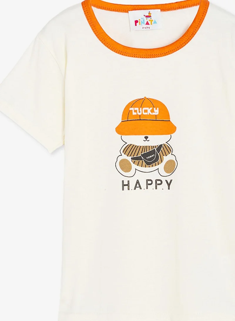 Pinata  Cute Bear Print Cotton Tshirt and Shorts Set for Men | Best Price UAE