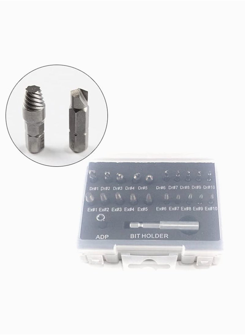 Generic - Broken Screw Extractor,  Damaged Screw Extractor Set 22Pcs with Drills and Extractor HSS Broken Bolt Screw Remover Tool with Magnetic Extension Bit Holder Socket Adapter for Broken Screw - Image 1