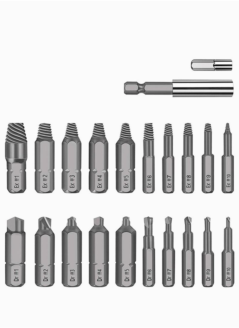 Generic - Broken Screw Extractor,  Damaged Screw Extractor Set 22Pcs with Drills and Extractor HSS Broken Bolt Screw Remover Tool with Magnetic Extension Bit Holder Socket Adapter for Broken Screw - Image 1