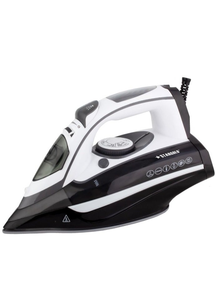 Stargold - Dry and Wet Steam Iron With Self-clean function Adjustable Temperature Control Ceramic Soleplate 3000W White Black 979 - Image 1