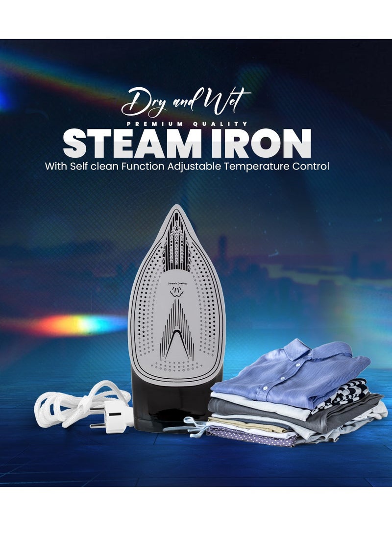 Stargold - Dry and Wet Steam Iron With Self-clean function Adjustable Temperature Control Ceramic Soleplate 3000W White Black 979 - Image 1