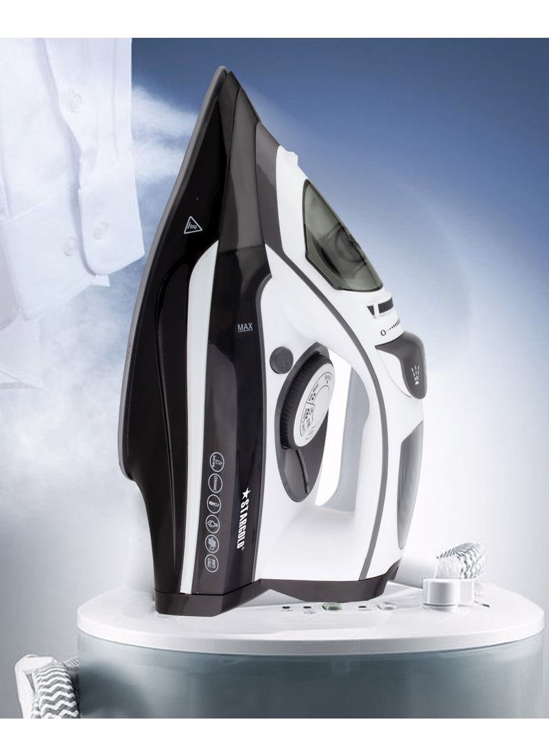 Stargold - Dry and Wet Steam Iron With Self-clean function Adjustable Temperature Control Ceramic Soleplate 3000W White Black 979 - Image 1