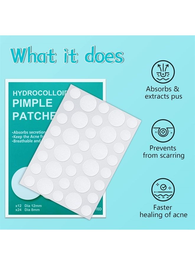 PICcircuit Pimple Patches for Face 180 Counts Hydrocolloid Acne Patches for face Invisible Zit Patches for Face Acne Spot Treatment Patch Blemish Patches Cover Patches Stickers - Image 2