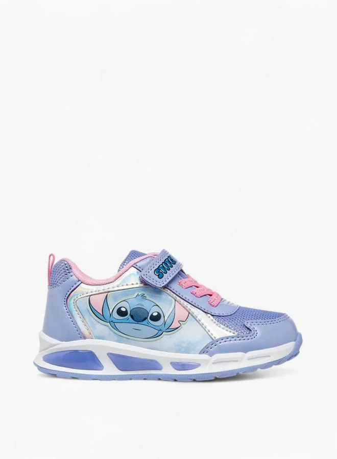 Disney Stitch Print Light-Up Sneakers with Hook and Loop Closure