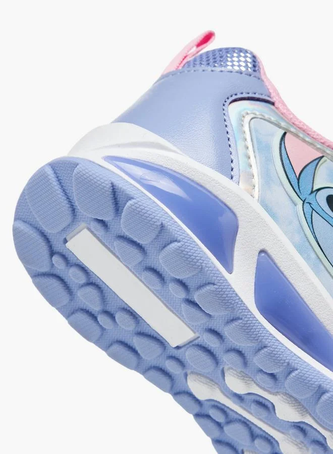 Disney Stitch Print Light-Up Sneakers with Hook and Loop Closure