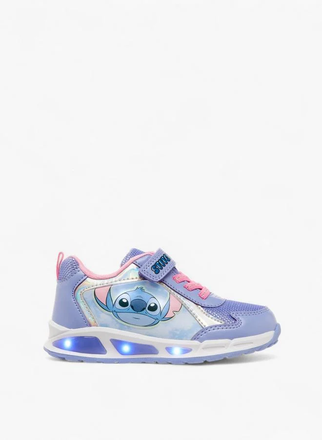 Disney Stitch Print Light-Up Sneakers with Hook and Loop Closure