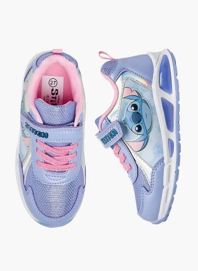 Disney Stitch Print Light-Up Sneakers with Hook and Loop Closure