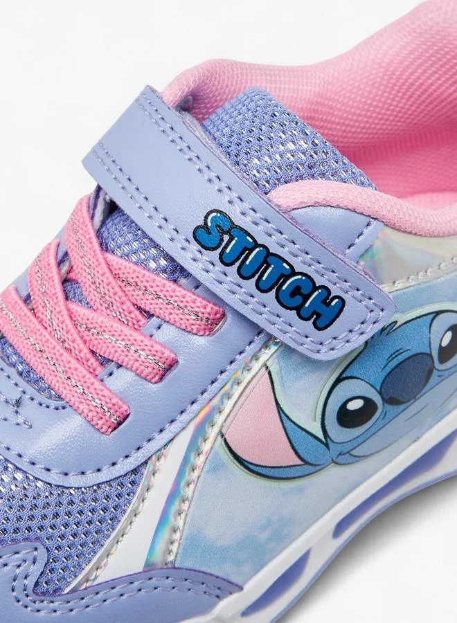 Disney Stitch Print Light-Up Sneakers with Hook and Loop Closure