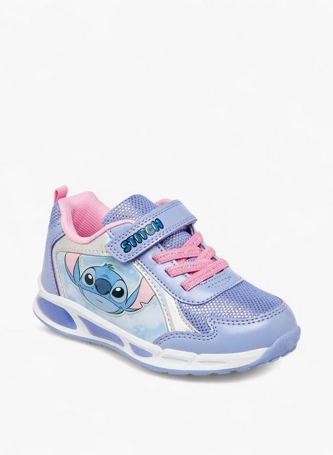 Disney Stitch Print Light-Up Sneakers with Hook and Loop Closure