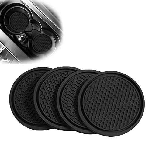 Sodcay 4-Piece Car Cup Holder Inserts, 2.75In PVC Anti-Slip, Honeycomb Waterproof Fixed Tea Coasters, Universal for Vehicle Interior Cup Mats (Black) - Image 1