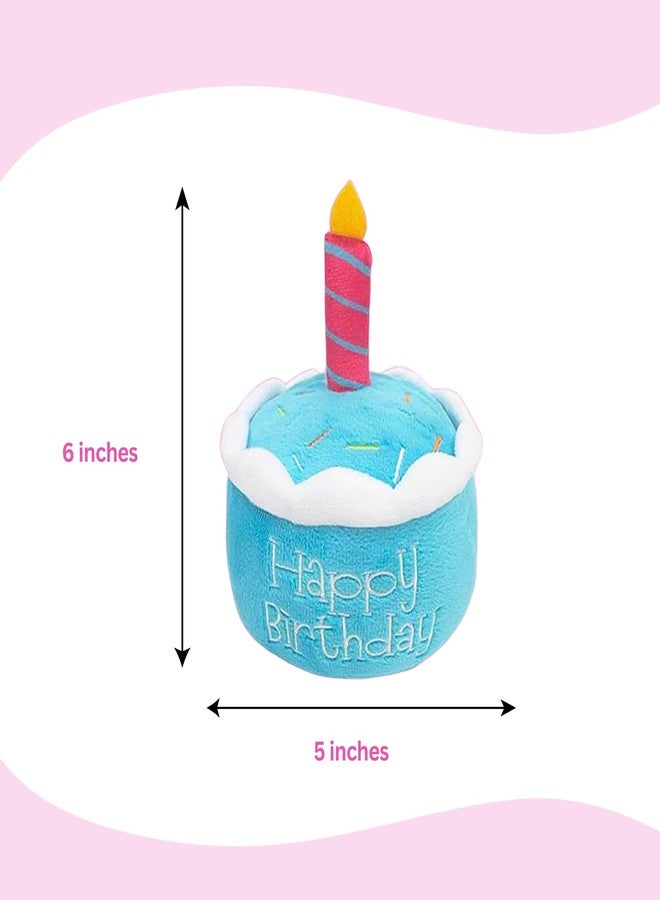 Glow Pups لعبة قطيفة على شكل كعكة عيد ميلاد للكلاب من جلو بابز، تصدر صوتاً، تعزز التحفيز الذهني واللعب التفاعلي، سهلة التنظيف، ألعاب كلاب ناعمة قابلة للمضغ تصدر صوتاً، مناسبة لجميع الاحتفالات، لون أزرق - Image 2
