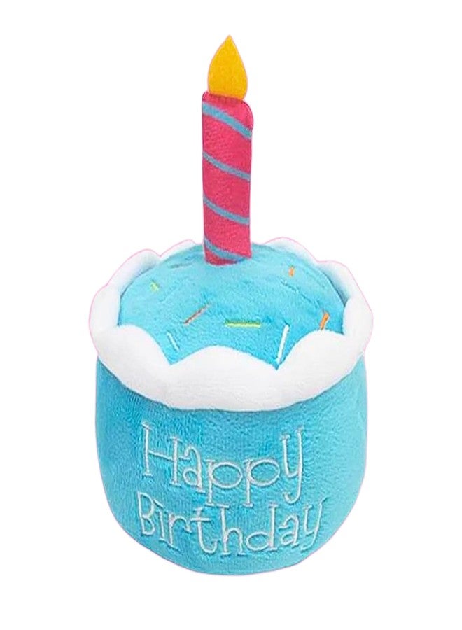 Glow Pups لعبة قطيفة على شكل كعكة عيد ميلاد للكلاب من جلو بابز، تصدر صوتاً، تعزز التحفيز الذهني واللعب التفاعلي، سهلة التنظيف، ألعاب كلاب ناعمة قابلة للمضغ تصدر صوتاً، مناسبة لجميع الاحتفالات، لون أزرق - Image 1