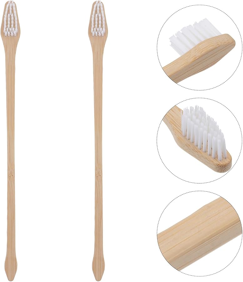 2 قطعة فرشاة أسنان صديقة للبيئة للحيوانات الأليفة ذات رأس مزدوج وشعيرات ناعمة للعناية بأسنان الكلاب والقطط - Image 4