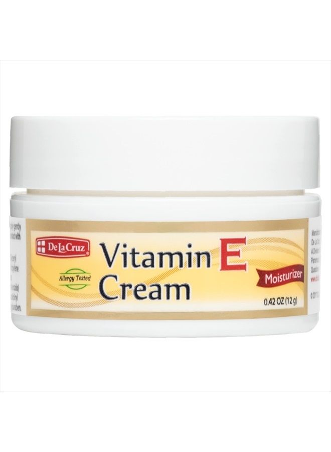 De La Cruz كريم مرطب فيتامين E للوجه والرقبة - عناية مرطبة للبشرة لجميع أنواع البشرة - صنع في الولايات المتحدة - 0.42 أونصة. حجم تجريبي - Image 1