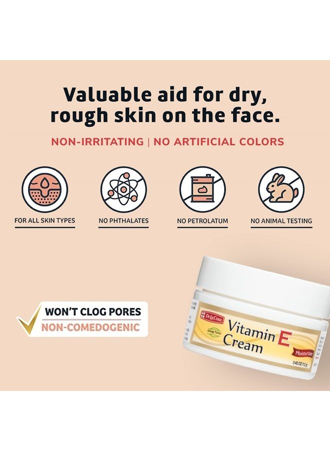 De La Cruz كريم مرطب فيتامين E للوجه والرقبة - عناية مرطبة للبشرة لجميع أنواع البشرة - صنع في الولايات المتحدة - 0.42 أونصة. حجم تجريبي - Image 3