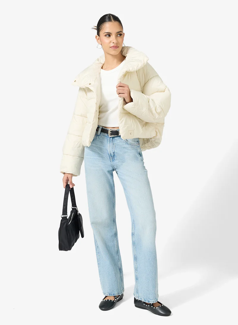 Ginger High Neck Button Up Quilted Jacket