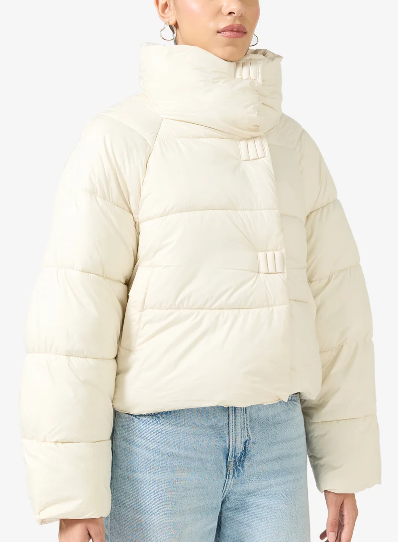 Ginger High Neck Button Up Quilted Jacket