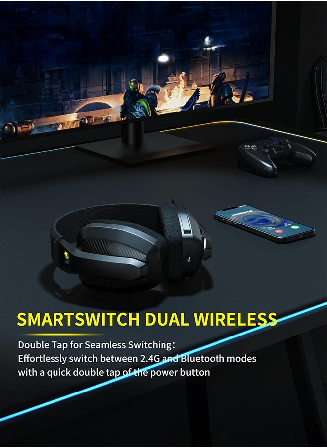 BINNUNE - BINNUNE BW06 2.4GHz Wireless Bluetooth Gaming Headset with Mic for PS4 PS5 PC Switch - Image 1