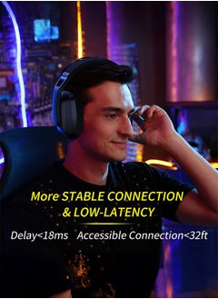 BINNUNE BINNUNE BW06 2.4GHz Wireless Bluetooth Gaming Headset with Mic for PS4 PS5 PC Switch  - Image 4