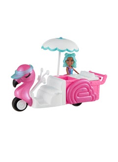 Polly Pocket Doll & Toy Vehicle Playset, Flamingo Snack Cart Includes with 3-inch Doll, Pet & 17 Accessories Including Food & Clothes  - Image 5