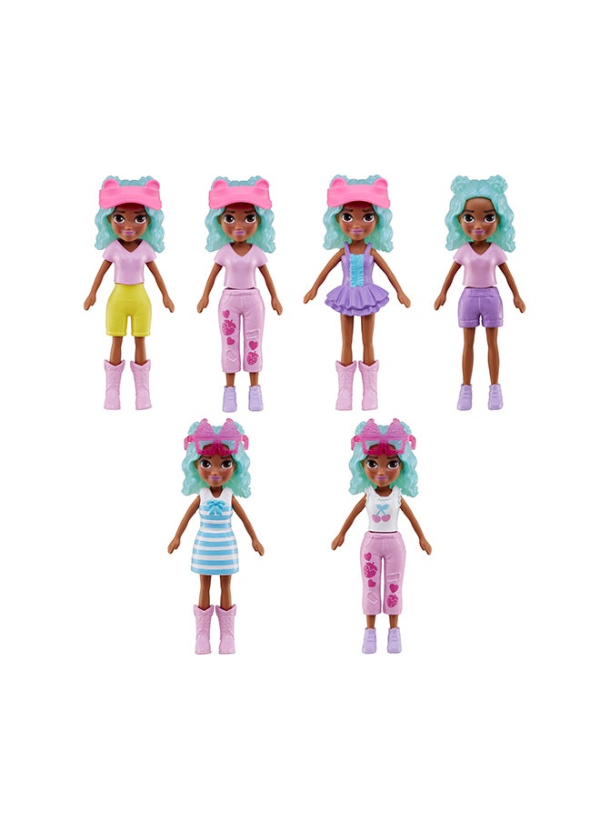 Polly Pocket Doll & Toy Vehicle Playset, Flamingo Snack Cart Includes with 3-inch Doll, Pet & 17 Accessories Including Food & Clothes  - Image 3