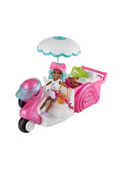 Polly Pocket Doll & Toy Vehicle Playset, Flamingo Snack Cart Includes with 3-inch Doll, Pet & 17 Accessories Including Food & Clothes  - Image 4