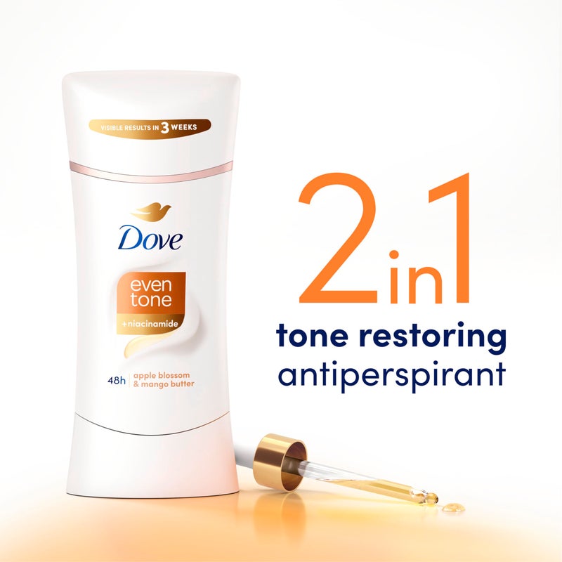 Dove Even Tone Antiperspirant Deodorant Stick Apple Blossom & Mango Butter For Uneven Skin Tone 2.6 oz - Image 2