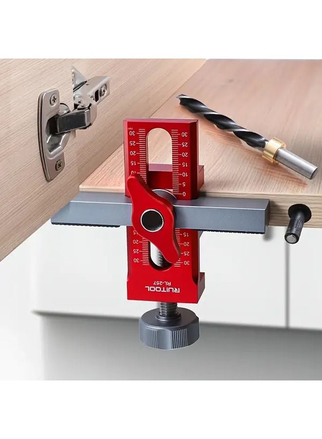 2 In 1 Cabinet Door Drilling Jig Aluminum Alloy With 10mm Drill Bit Adjustable Durable - Image 2