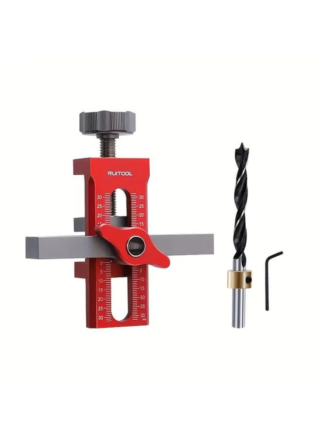 2 In 1 Cabinet Door Drilling Jig Aluminum Alloy With 10mm Drill Bit Adjustable Durable - Image 1