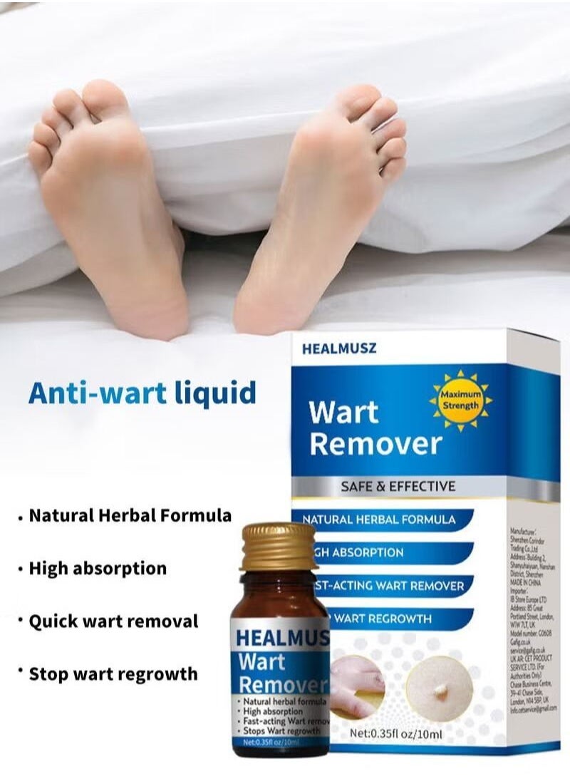 HEALMUSZ - Wart Remover Safe and Effective Natural Herbal Formula High Absorption Fast Acting Stop Wart Regrowth Non Irritating Wart Remover for All Kinds of Skins Type 10ml - Image 1