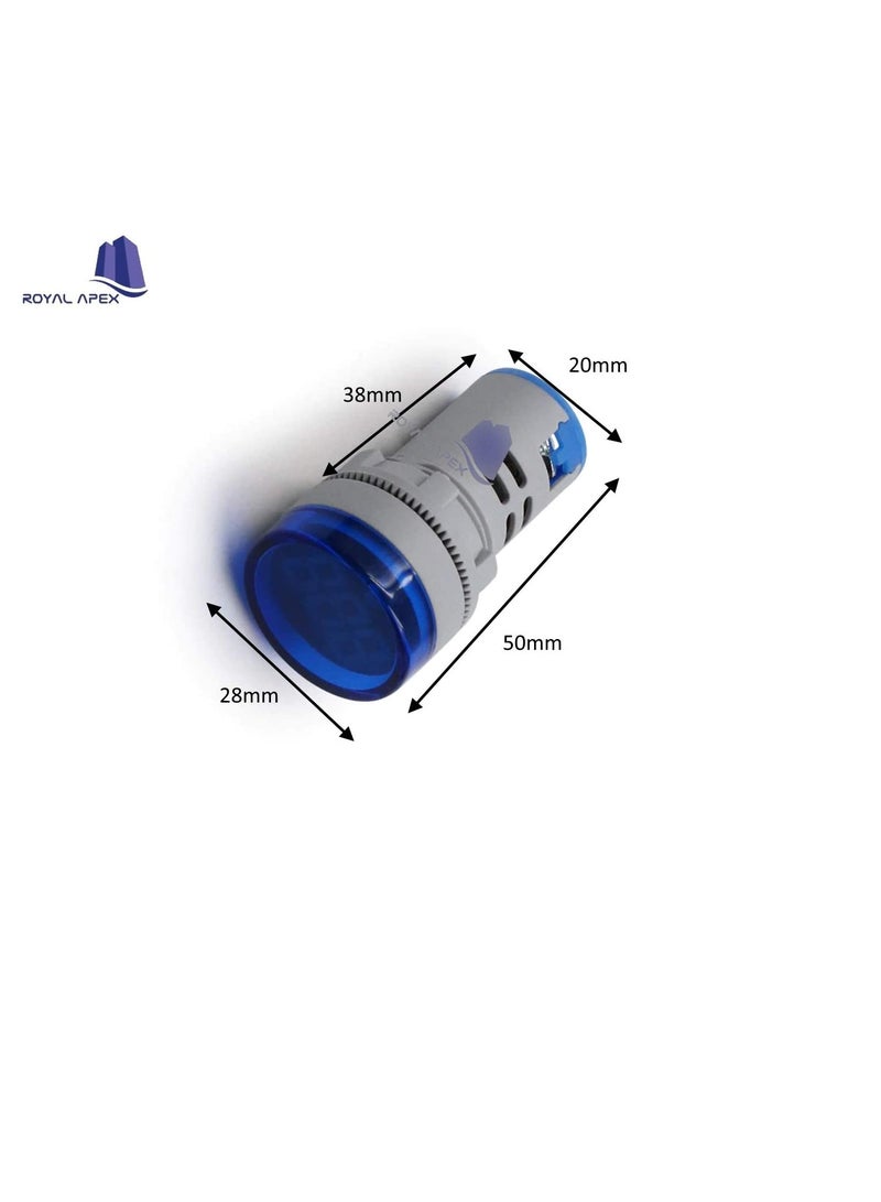 شاشة عرض الفولتميتر الرقمي المستديرة الطيار LED AC 60-500V الجهد الكهربائي مراقب لوحة مؤشر لوحة حزمة من 3 الأزرق - Image 2