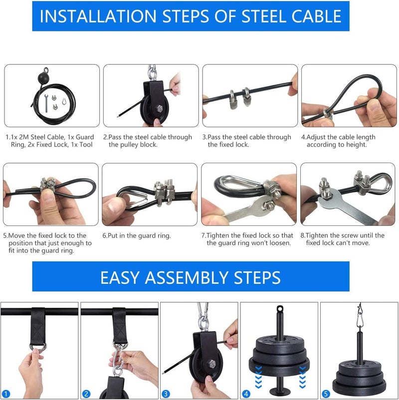 LFJ LAT Pull Down and Lift Weight Pulley System Cable Machine Pulley Attachment for Triceps Pull Down, Biceps Curl, Back, Forearm, Shoulder Home Gym Equipment - Image 4