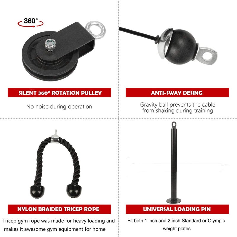 LFJ LAT Pull Down and Lift Weight Pulley System Cable Machine Pulley Attachment for Triceps Pull Down, Biceps Curl, Back, Forearm, Shoulder Home Gym Equipment - Image 5