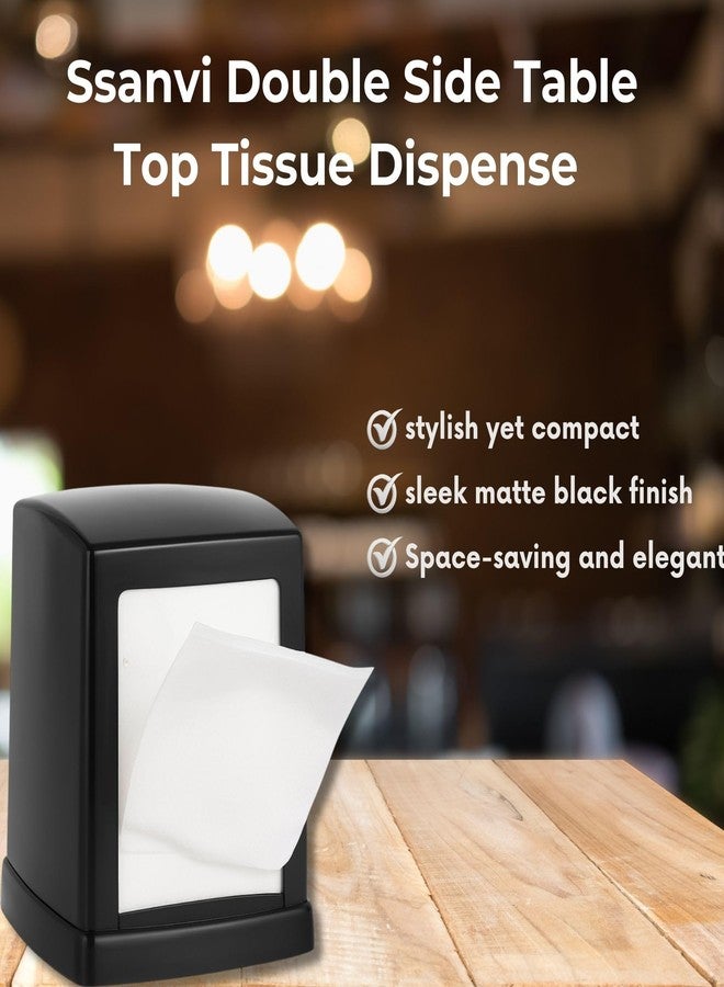 Ssanvi Double Side Table Top Tissue Dispenser with 2 Tissue Refill Boxes | Plastic Napkin Holder for Kitchen, Dining Table, Office & Hotel Use (Black) - Image 3