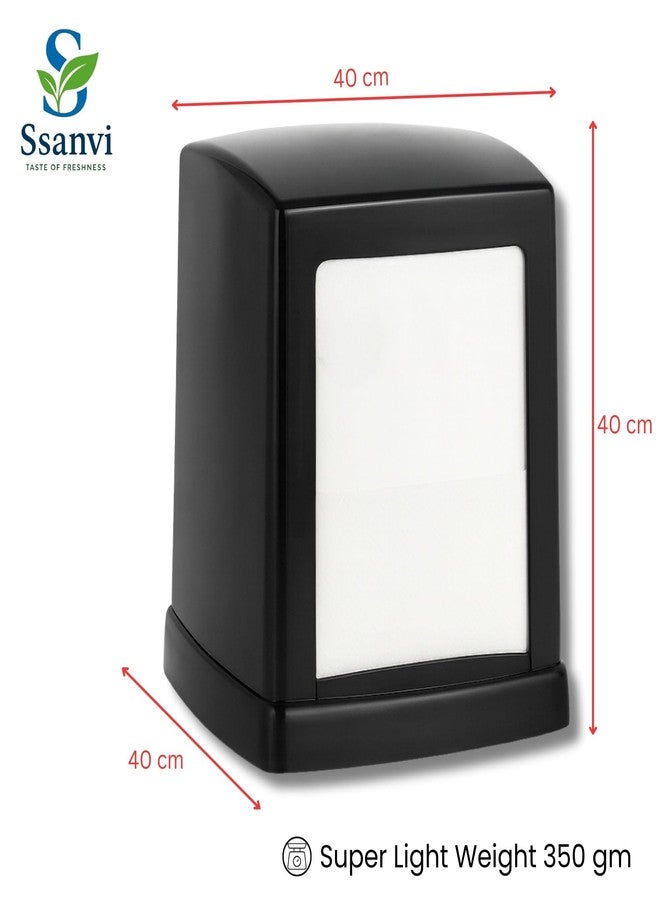 Ssanvi Double Side Table Top Tissue Dispenser with 2 Tissue Refill Boxes | Plastic Napkin Holder for Kitchen, Dining Table, Office & Hotel Use (Black) - Image 1