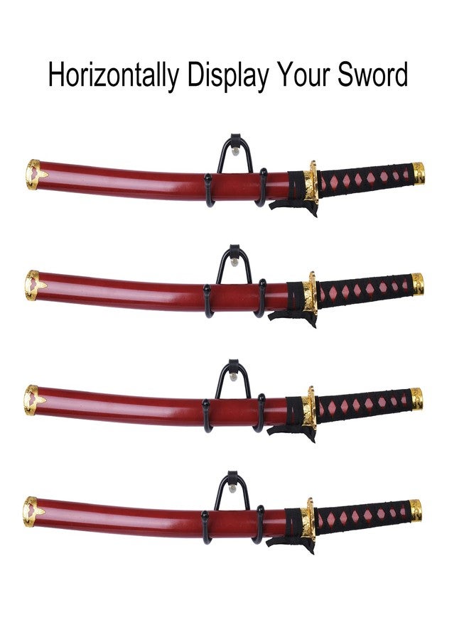 LEVOSHUA 4 Pack Small Adjustable Sword Wall Mount Display Rack Stand Holder Hook Hanger for Sword, Dagger, Axe, Keyblade Vertical or Horizontal Display - Image 2