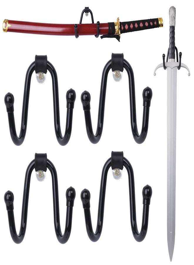 LEVOSHUA 4 Pack Small Adjustable Sword Wall Mount Display Rack Stand Holder Hook Hanger for Sword, Dagger, Axe, Keyblade Vertical or Horizontal Display - Image 1