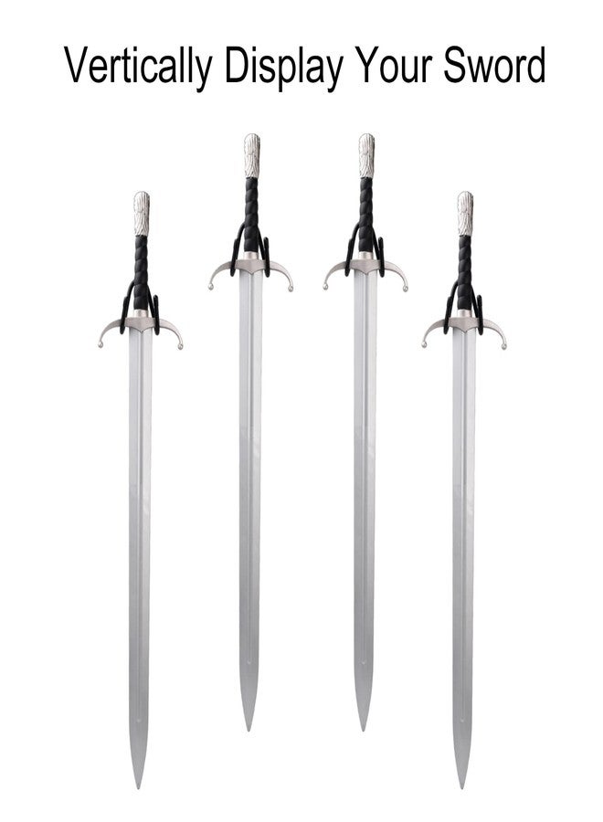 LEVOSHUA 4 Pack Small Adjustable Sword Wall Mount Display Rack Stand Holder Hook Hanger for Sword, Dagger, Axe, Keyblade Vertical or Horizontal Display - Image 5